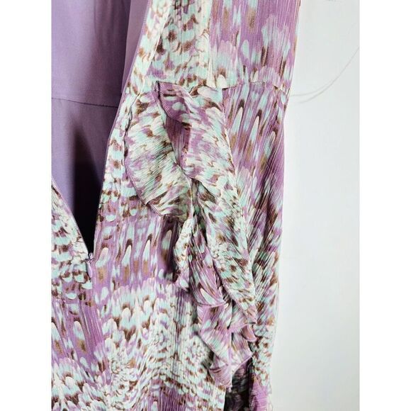 Sundance Purple Watercolor Printed Short Sleeve Silk Chiffon Dress Size 8 EUC - Picture 7 of 16